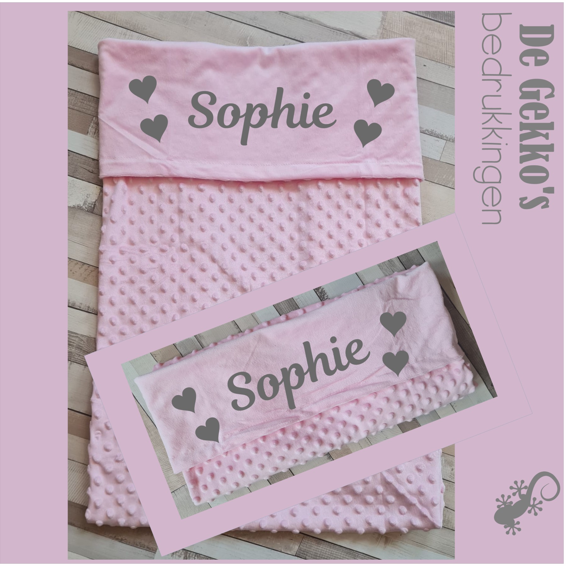 babydeken roze hartjes