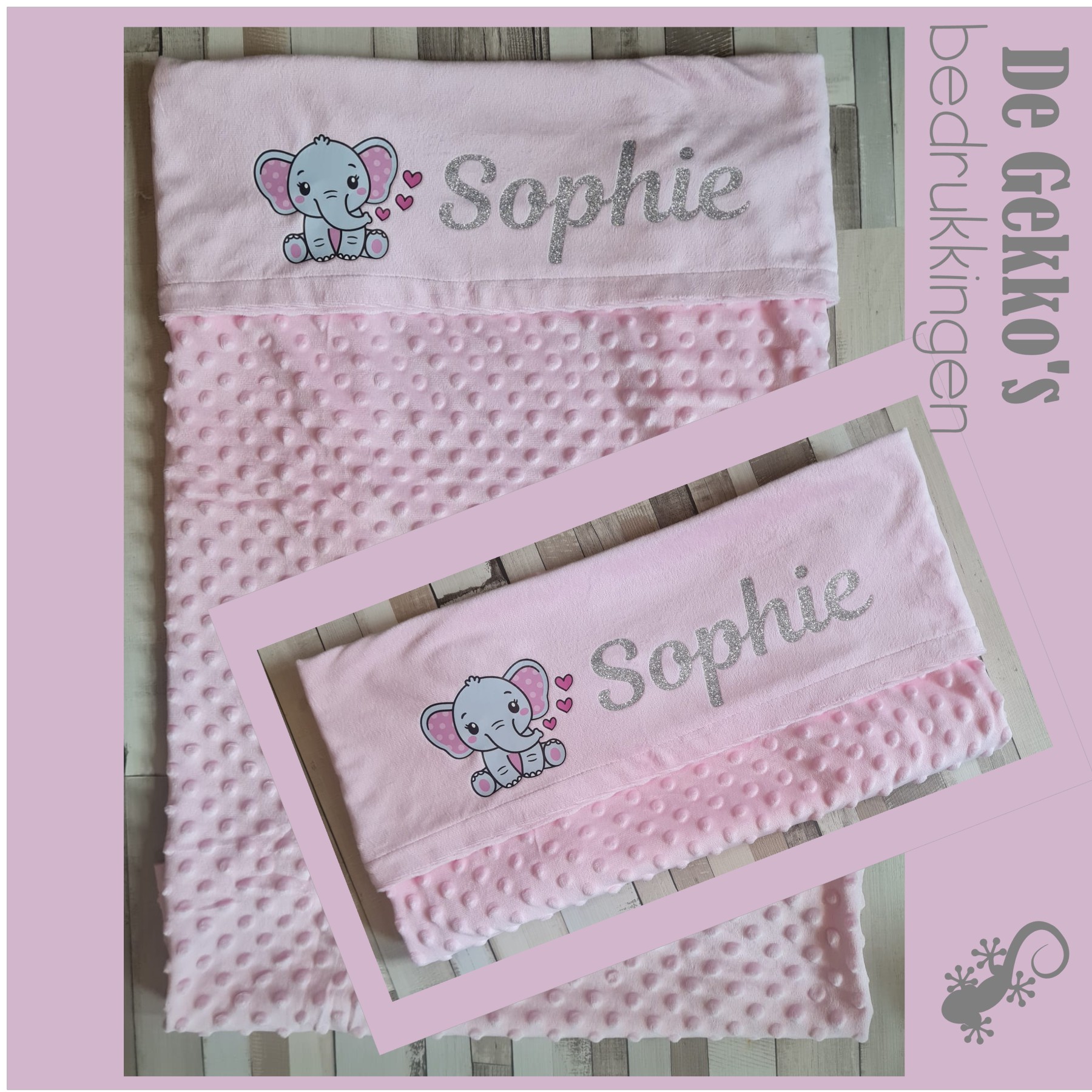 babydeken roze olifant