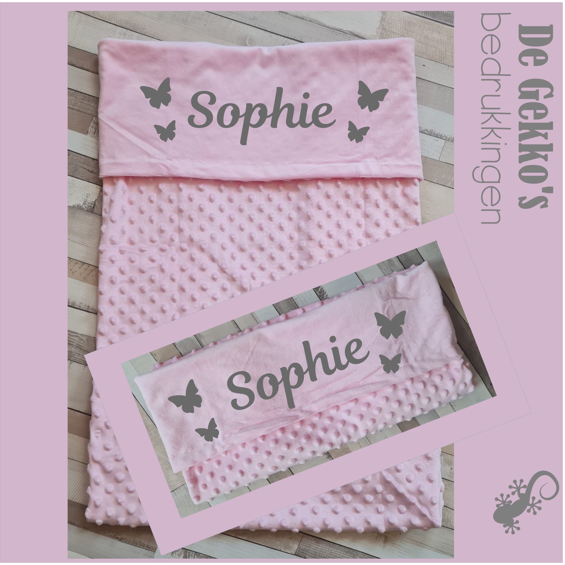 babydeken roze vlinder